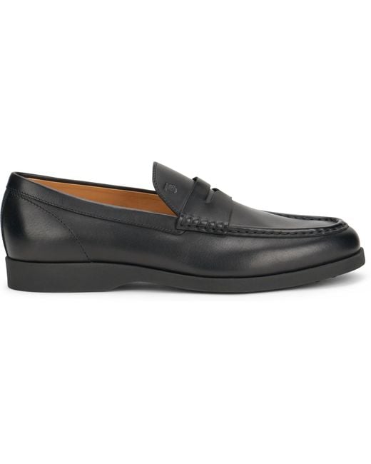 Tod's Black Loafers Slip-On Leather for men