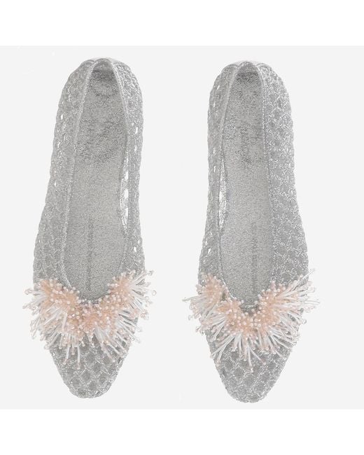 HEAVENLY JELLY Gray Transparent Ballerina Flats With Decoration Polyvinyl Chloride
