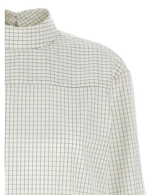 Dries Van Noten White Oversized Check Cotton Shirt