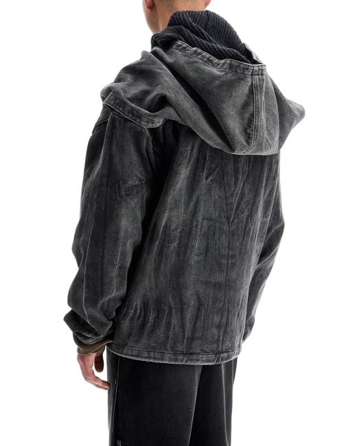 Y. Project Black Denim Jacket With Velcro Closure for men