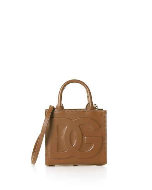 Dolce & Gabbana Brown Shopping Dg Daily Mini In Leather