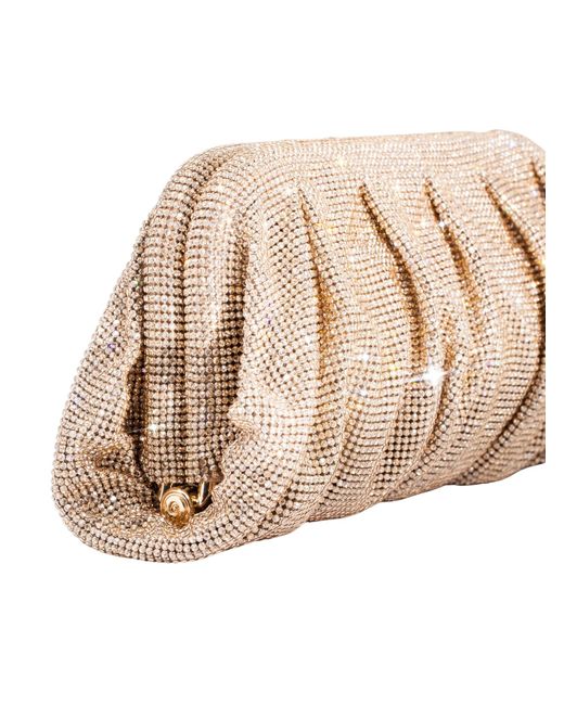 Benedetta Bruzziches Natural Venus La Grande Crystal Rhinestone-Embellished Aluminum Mesh Clutch With Shoulder Strap