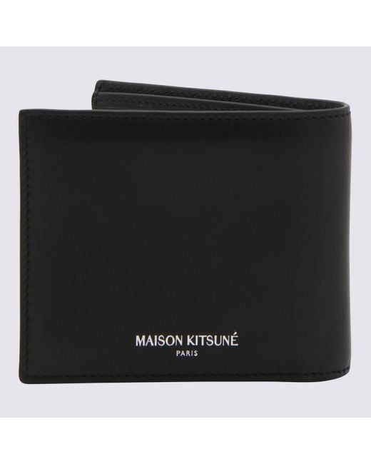 Maison Kitsuné Black Leather Wallet for men