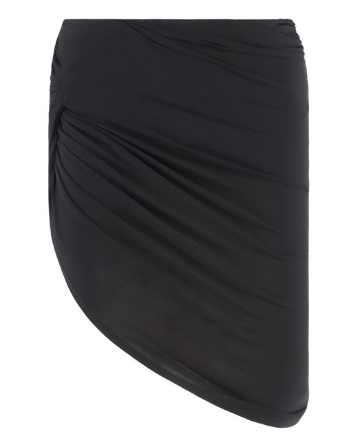 Jacquemus Black Asymmetric Draped Skirt Viscose