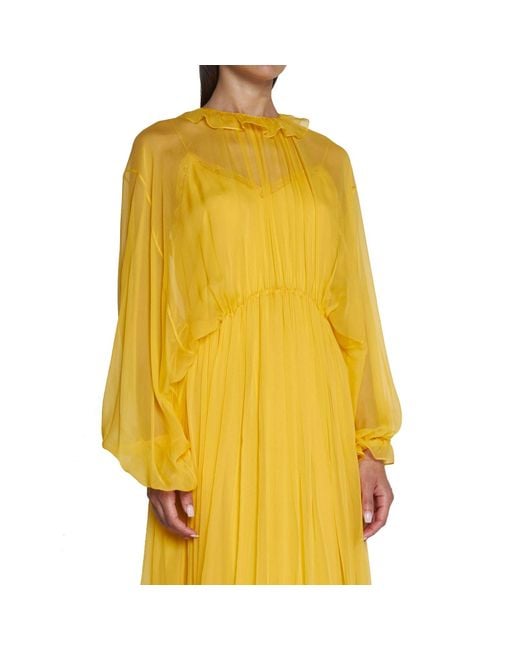 Gucci Yellow Silk Long Dress