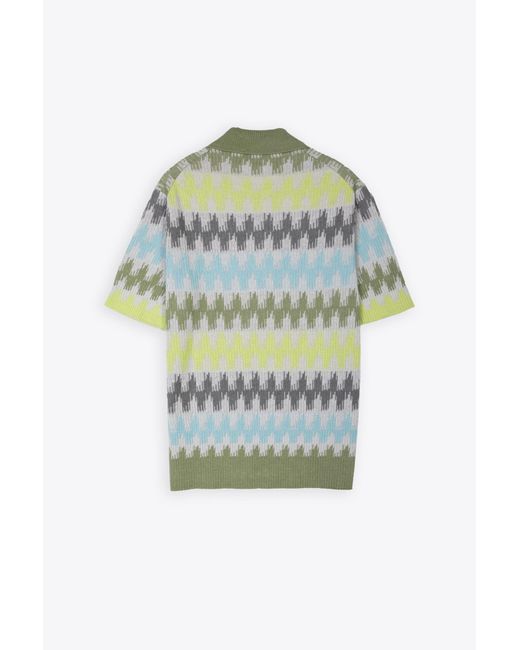 Piacenza Cashmere Multicolor Polo Manica Corta Multicolour Jacquard Knitted Polo Shirt for men