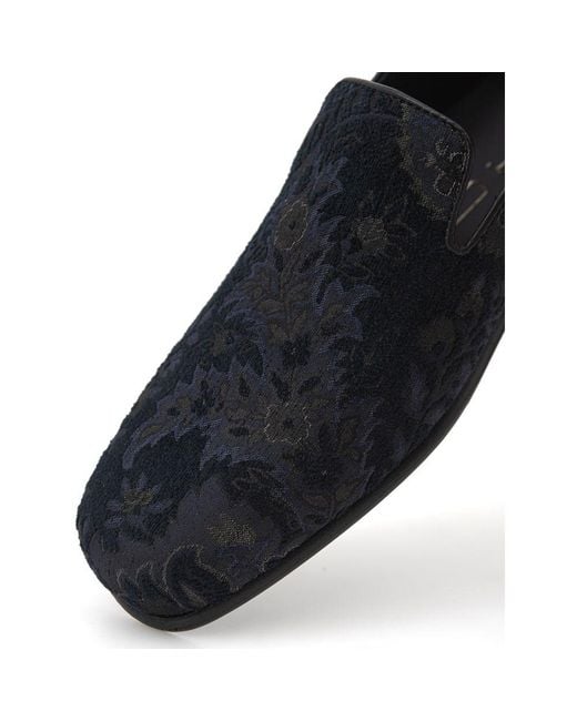 Etro Black Leather Slip-On Loafers for men