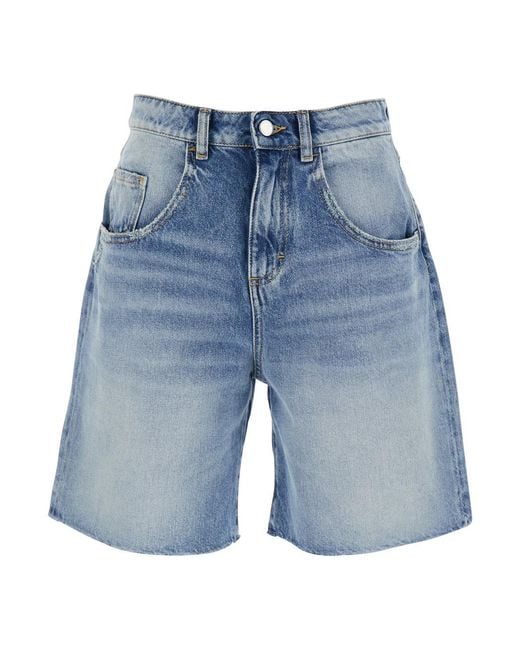 ICON DENIM Blue Wide Leg Bermuda With Logo Patch On The Back