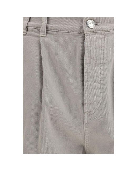 Brunello Cucinelli Gray Beige Cotton Casual Pants for men