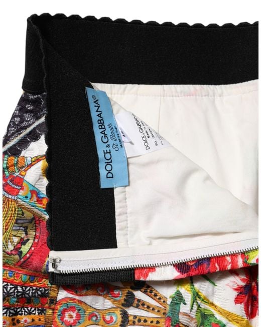 Dolce & Gabbana Red Multicolor Floral High Waist Hot Pants Shorts