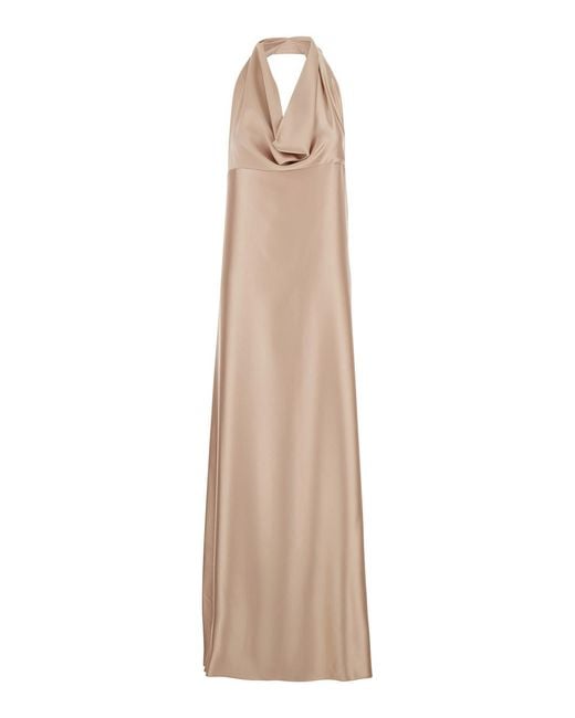 Le Plain Natural Long Dress With Halterneck And Open Back