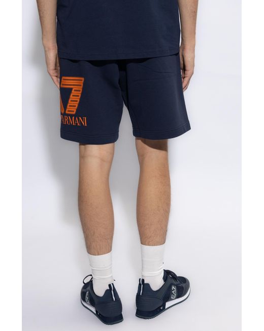 EA7 Blue Emporio Armani Shorts With Logo for men