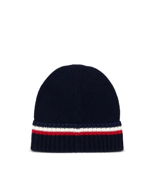 Moncler Blue Knitted Wool Hat for men