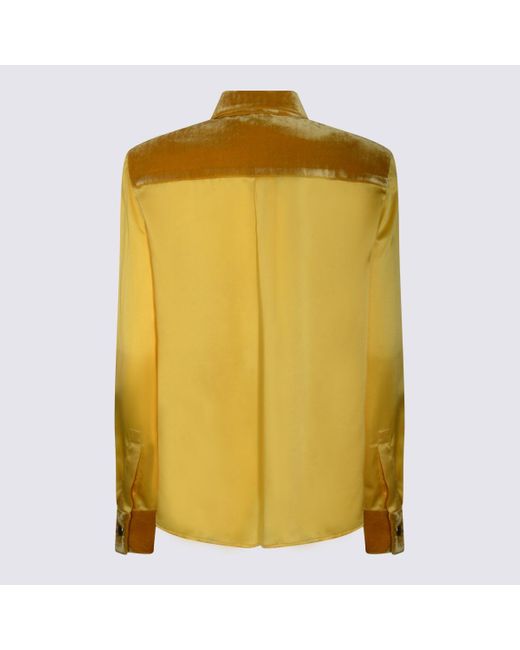 Roberto Cavalli Yellow Silk Shirt