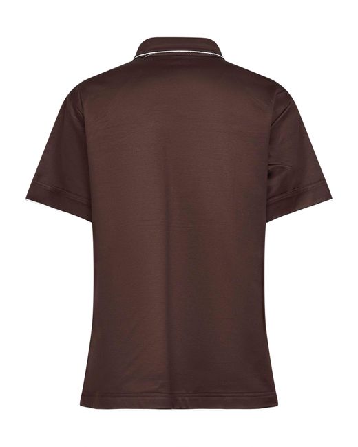 Prada Brown Ebony Lisle Cotton Polo Shirt Natural (Veg)