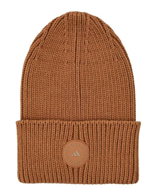 Adidas By Stella McCartney Brown Cotton Blend Beanie