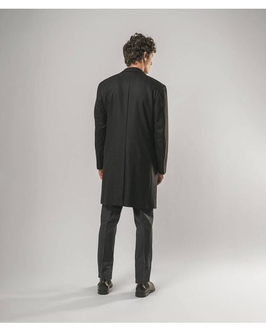 Larusmiani Black Tailored Wool And Cashmere Coat Vinson Single Breasted for men