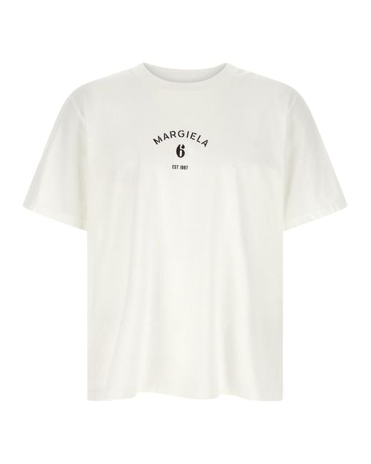MM6 by Maison Margiela White Printed T-Shirt Cotton for men