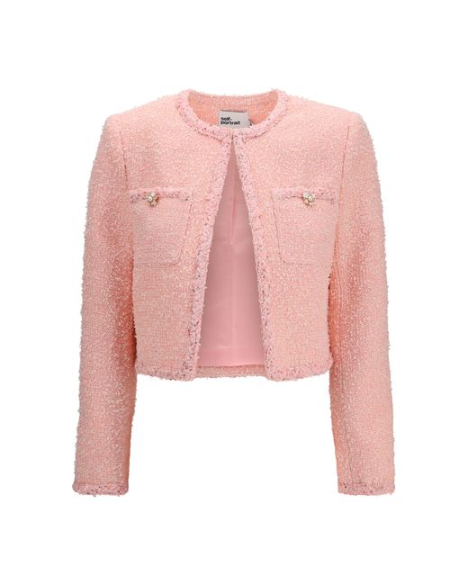 Self-Portrait Pink Bouclé Jacket
