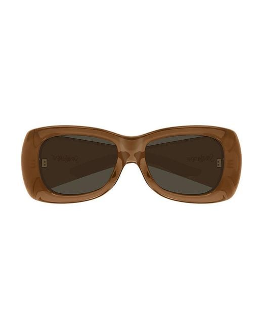 Saint Laurent Brown Sunglasses Square Full Rim, Shiny Frame And Lens Sl901Howl017