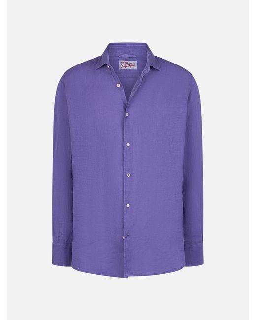 Mc2 Saint Barth Purple Linen Shirt Pamplona for men