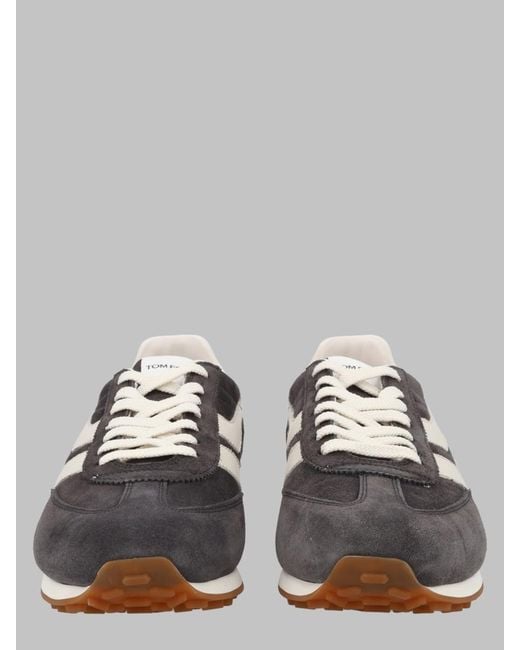 Tom Ford Gray Sneakers Mick Suede Calf Leather Trainers for men