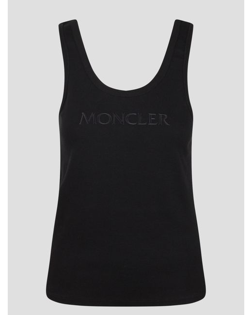 Moncler Black Embroidered Logo Ribbed Tank Top