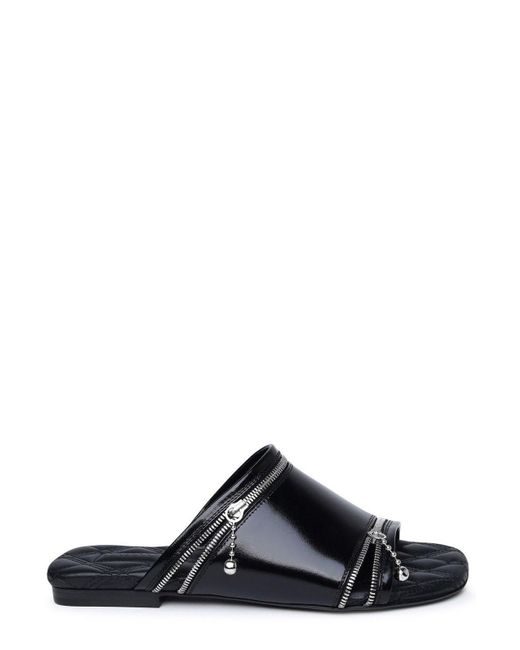 Burberry Black Decorative-zip Slip-on Sandals