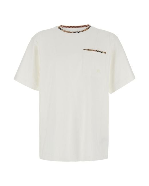 Burberry White T-Shirt Ryan Cotton T-Shirts for men