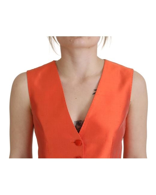 Dolce & Gabbana Red Elegant Silk Waistcoat