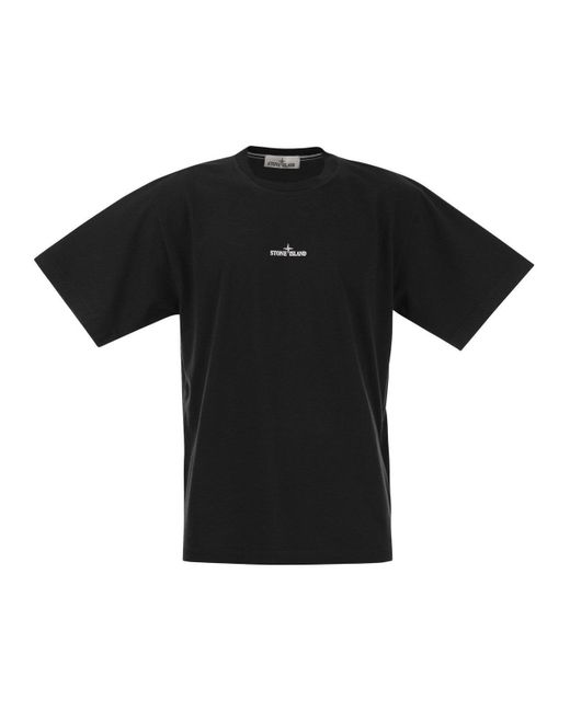 Stone Island Black T Shirt With Print for men