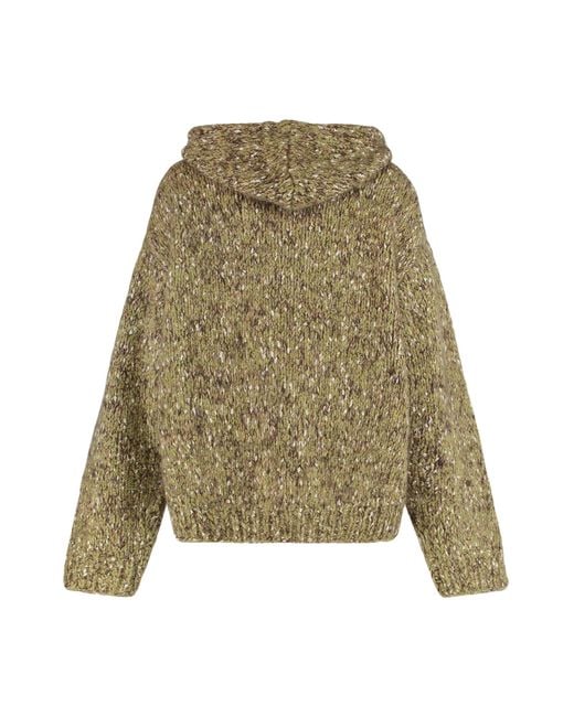 Miu Miu Green Hooded Zipper Sweatshirt Cotton Sweatshirts