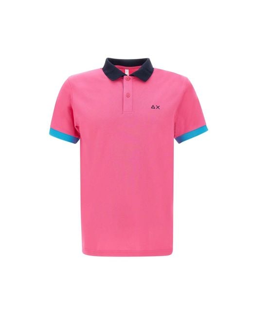 Sun 68 Pink 3-Colors Cotton Polo Shirt for men