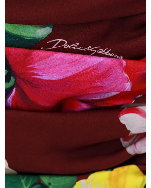 Dolce & Gabbana Red Printed Silk Midi Dress