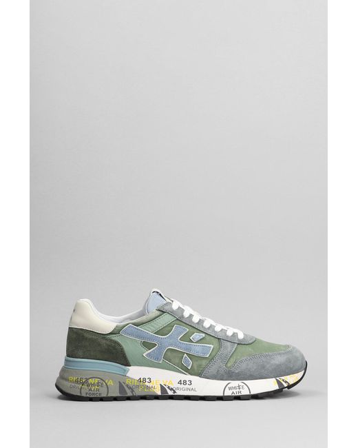 Premiata Mick Sneakers In Green Suede And Fabric for men