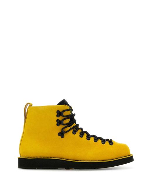 Stone Island Yellow Leather S0204 Nabuk Sneakers for men