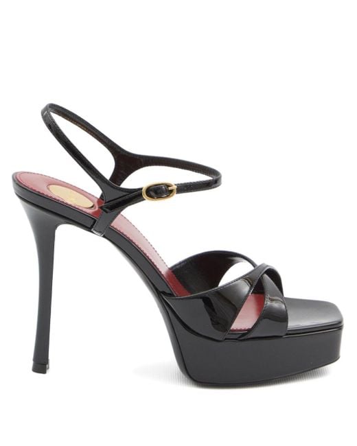 Saint Laurent Black Debbie Patent Leather Sandals