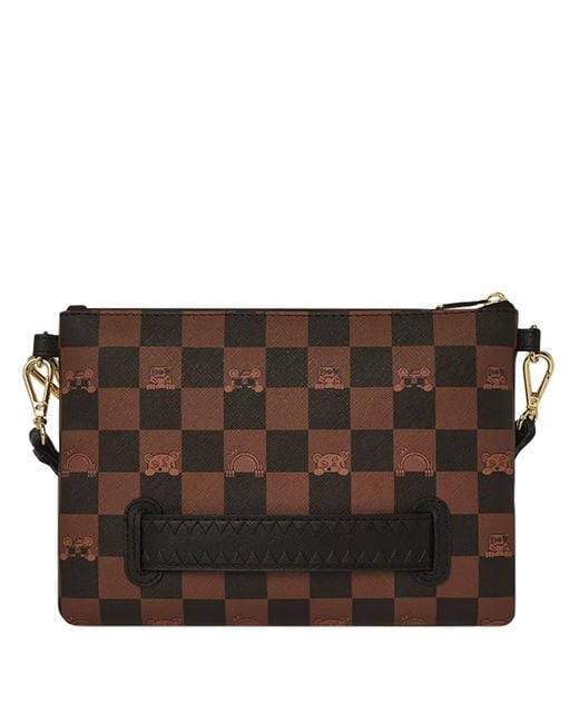 【Sprayground】Pochette Peeking Character Check Sprayground Peeking Character Check Pochette in Black for