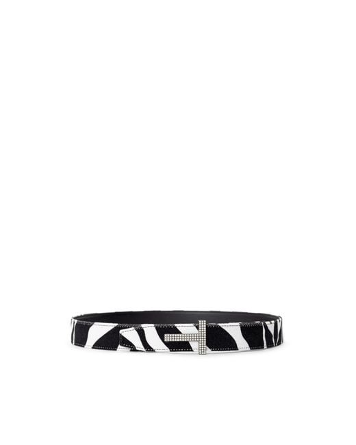 Tom Ford Black Zebra Print Rhinestone Buckle Belt