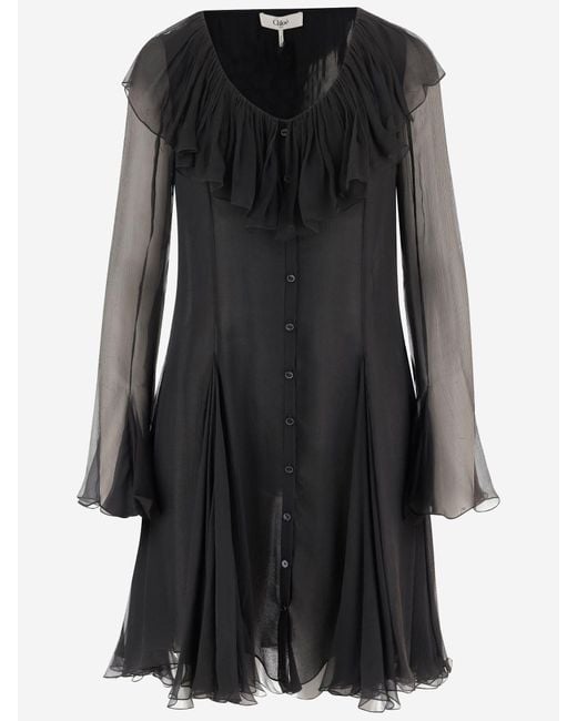 Chloé Black Flared Mini Dress