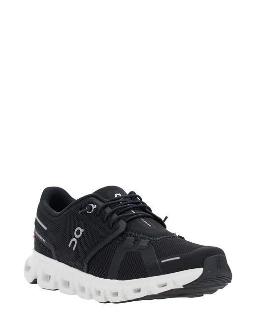 On Shoes Black Sneaker Cloud 6 Low Top With Mesh Inserts And Logo The Side