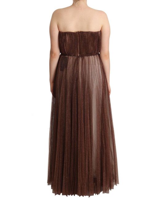 Dolce & Gabbana Brown Elegant Metallic Bronze Long Gown