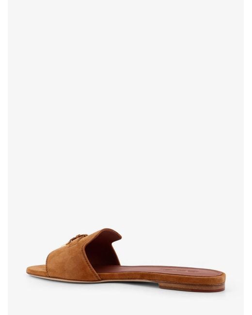 Loro Piana Brown Flat Suede Sandals Summer Charms