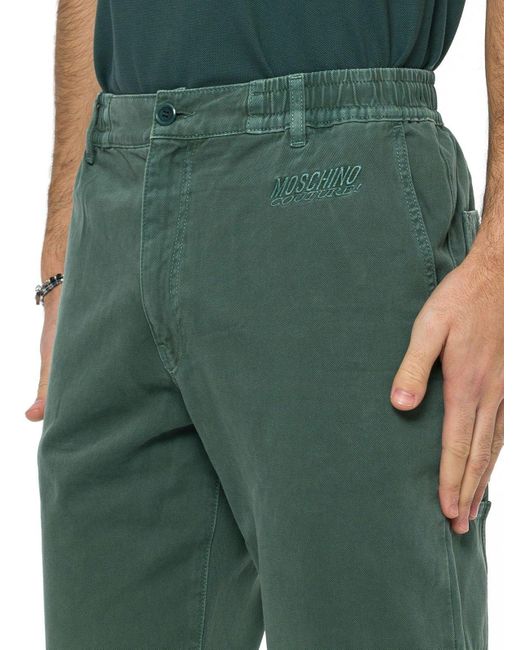 Moschino Green Log Embroidered Tapered Slim-Fit Jeans for men