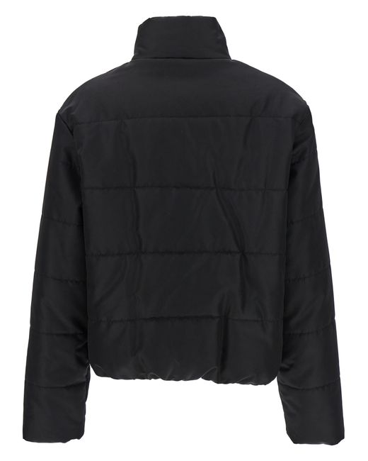 Moschino Black Padded Down Jacket With Logo Button Closure