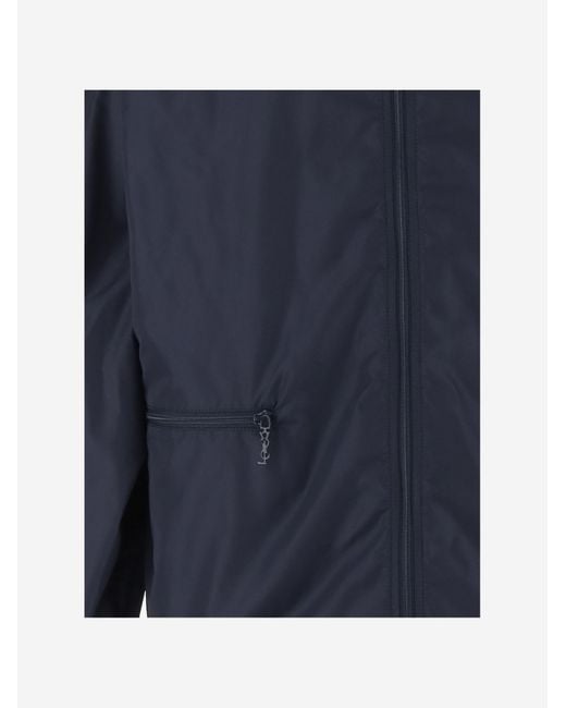 Saint Laurent Blue Nylon Jacket With High Collar Polyamide for men