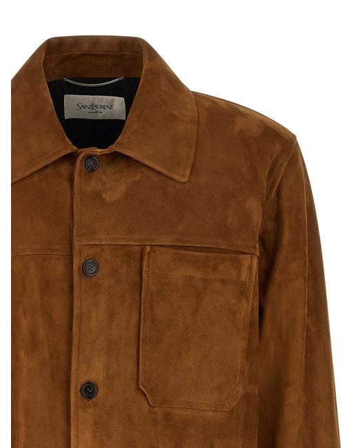 Saint Laurent Brown Lamb Leather Jacket Clothing for men