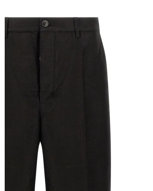 Rick Owens Black Ramie Casual Pants for men