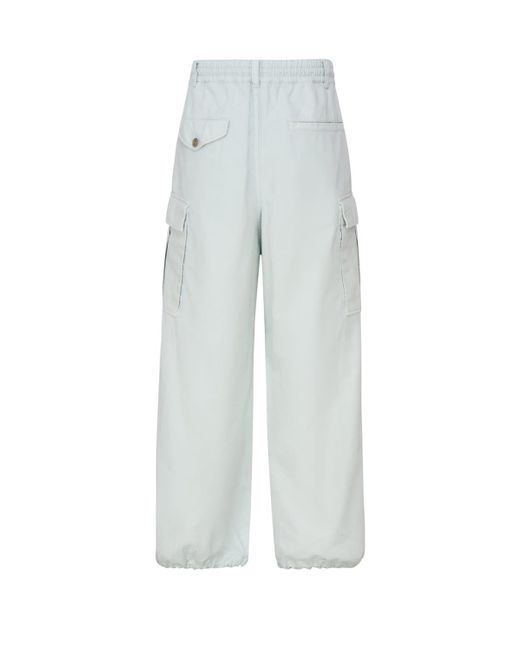 Marni White Cargo Trousers With Draping for men