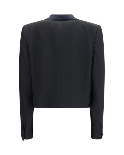 Tom Ford Blue Cropped Single-Breasted Jacket-Deep/Deep Wool